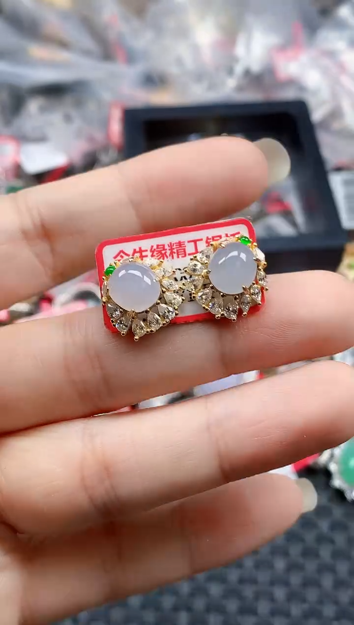 银S925镶嵌戒指翡翠天然A货缅甸翡翠