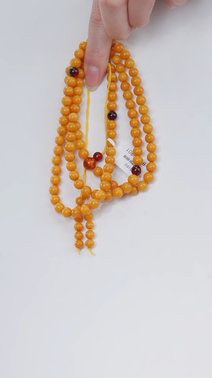 【闪购商品】蜜蜡颈饰未镶嵌6m+老蜡圆珠108项链多样性发一件