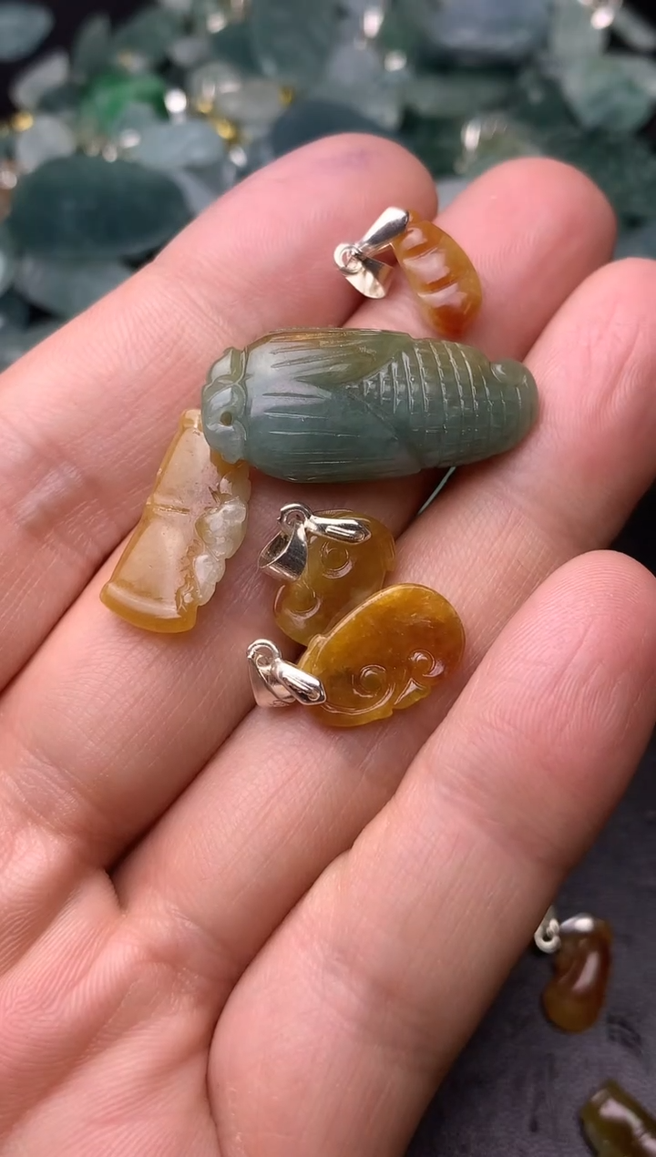 颈饰未镶嵌翡翠李*，挂件