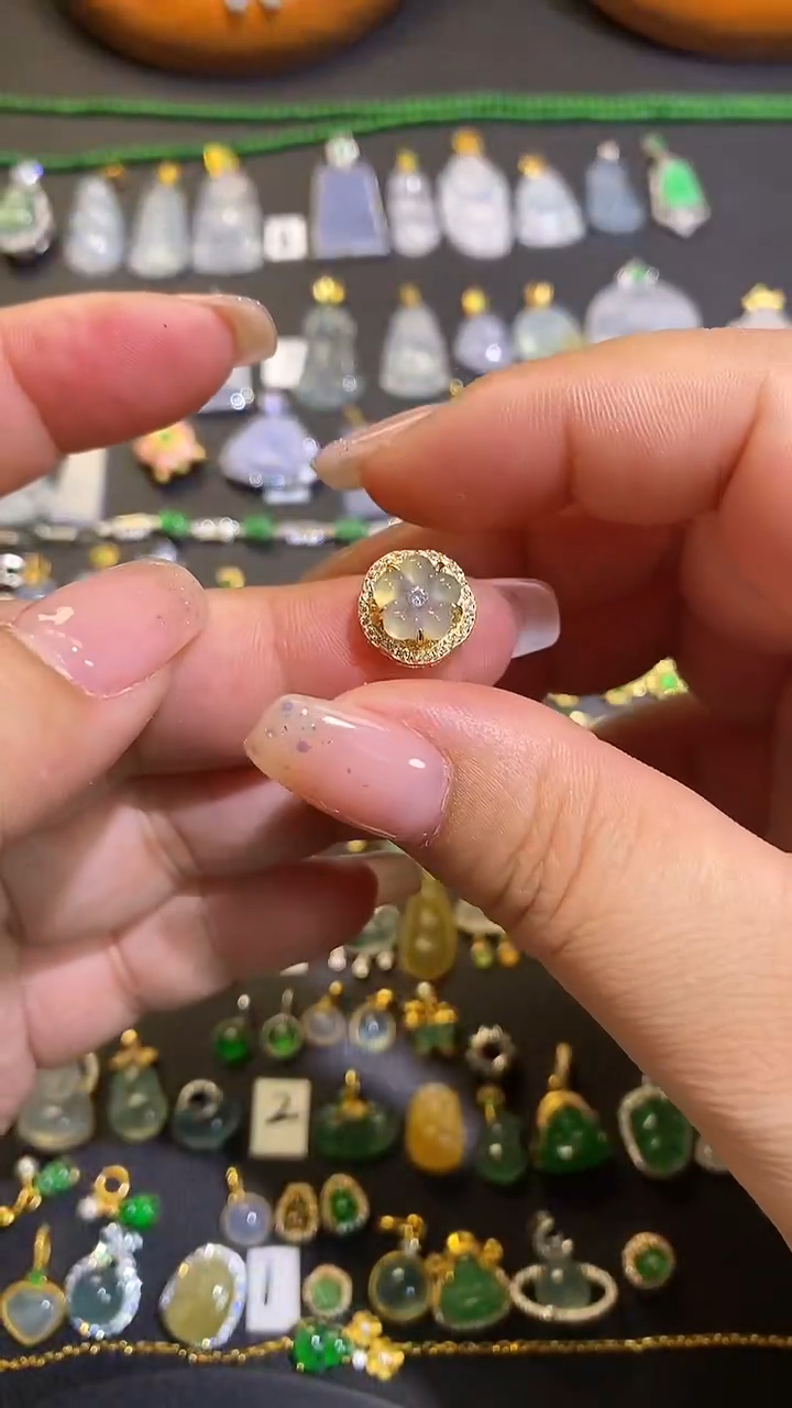 翡翠银S925镶嵌吊坠(不含链)1
