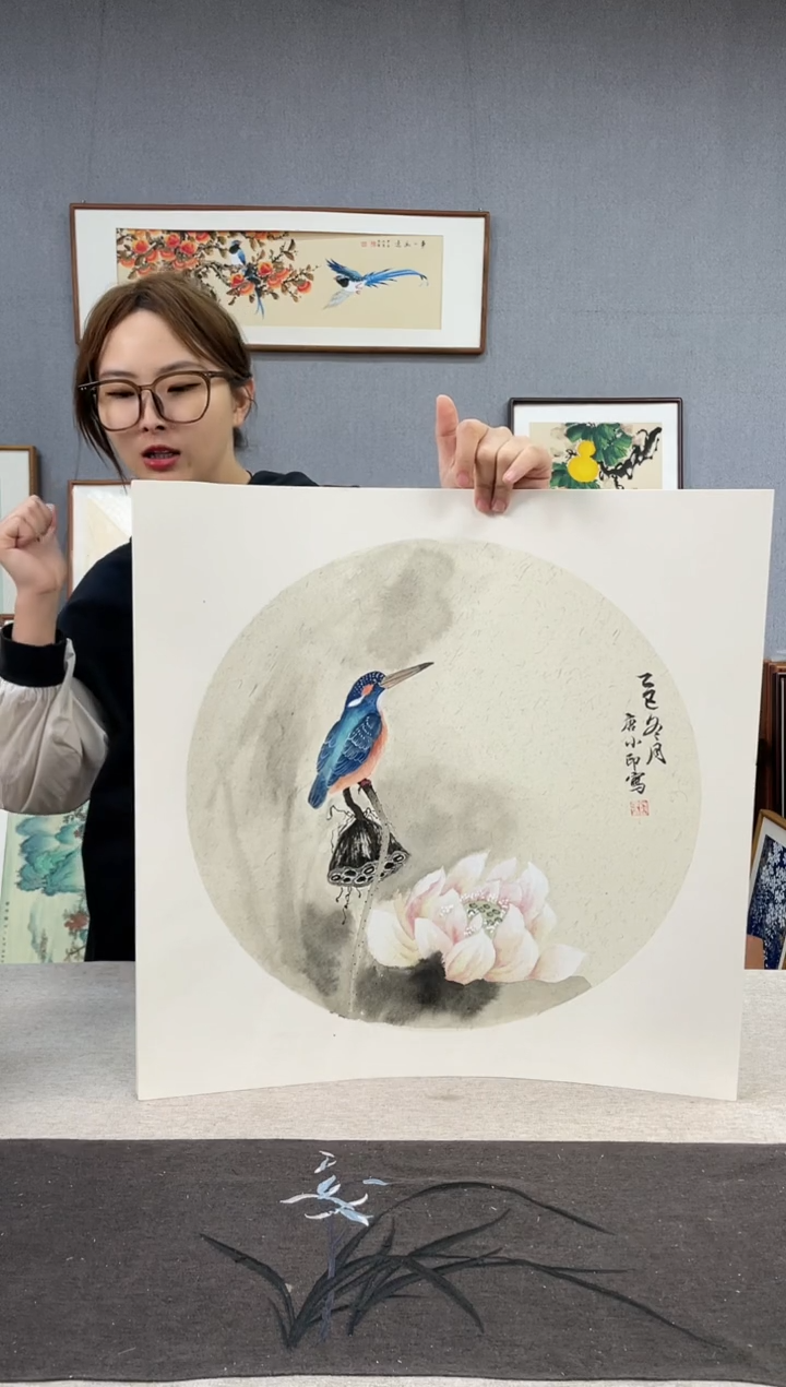 【闪购商品】国画手写手绘带框作品-52*52-