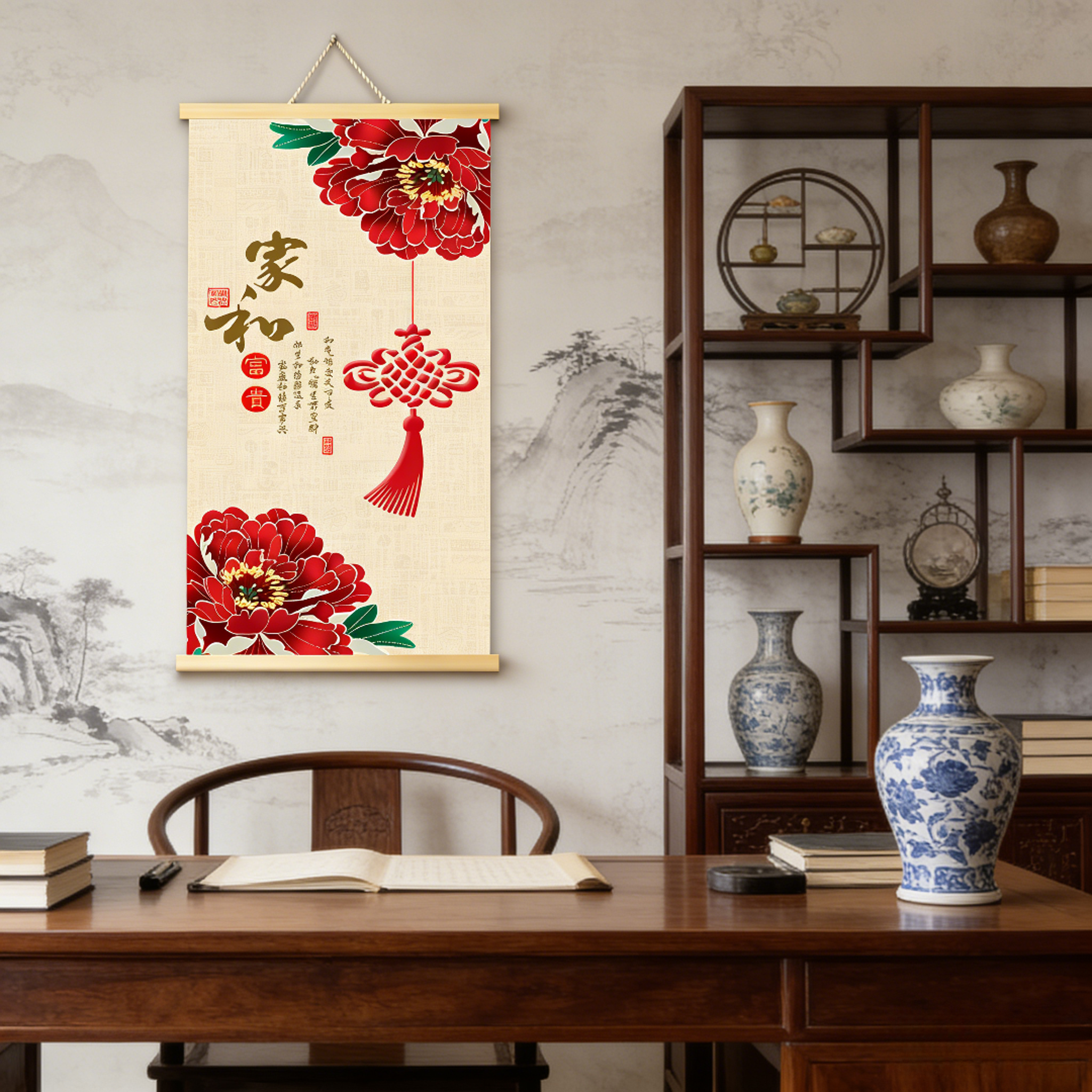 新中式牡丹家和装饰画客厅玄关走廊墙面挂画现代简约风格挂画