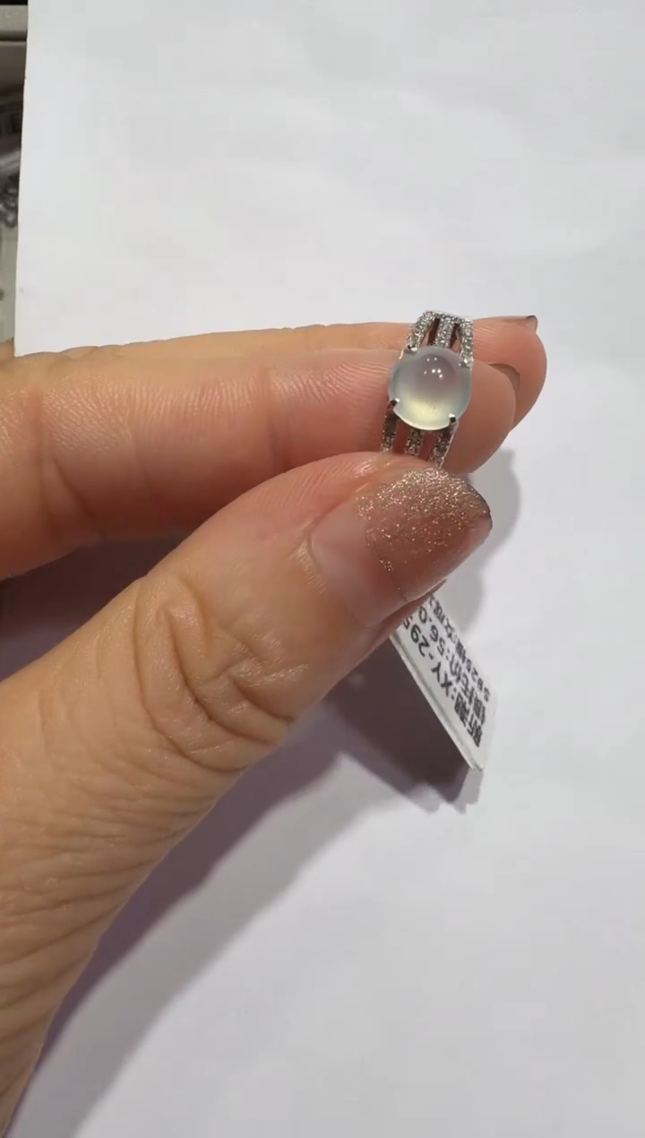 银S925镶嵌戒指翡翠925银镶翡翠戒指镶嵌83