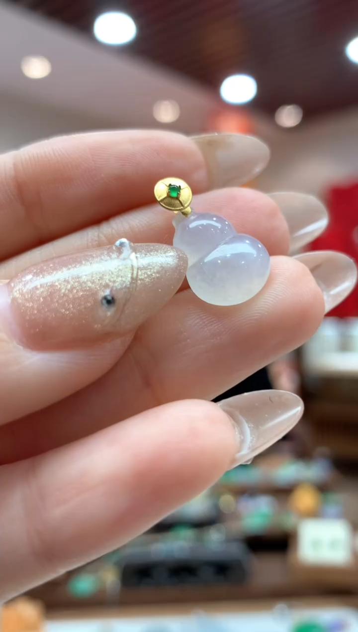 【闪购商品】翡翠吊坠(不含链)18K金镶嵌葫芦