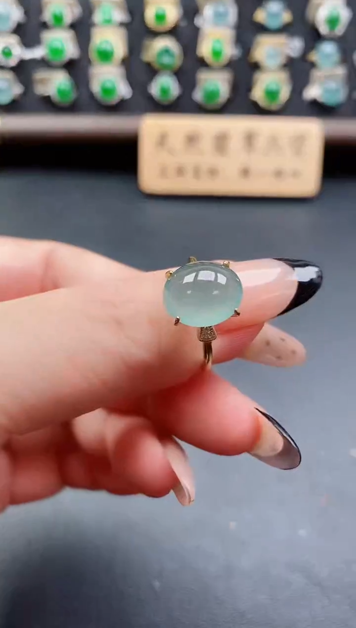 银S925镶嵌戒指翡翠1