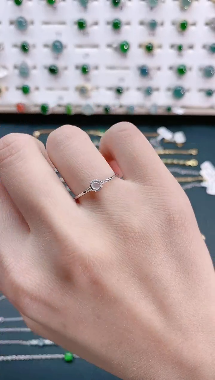 【闪购商品】翡翠戒指银S925镶嵌天然翡翠