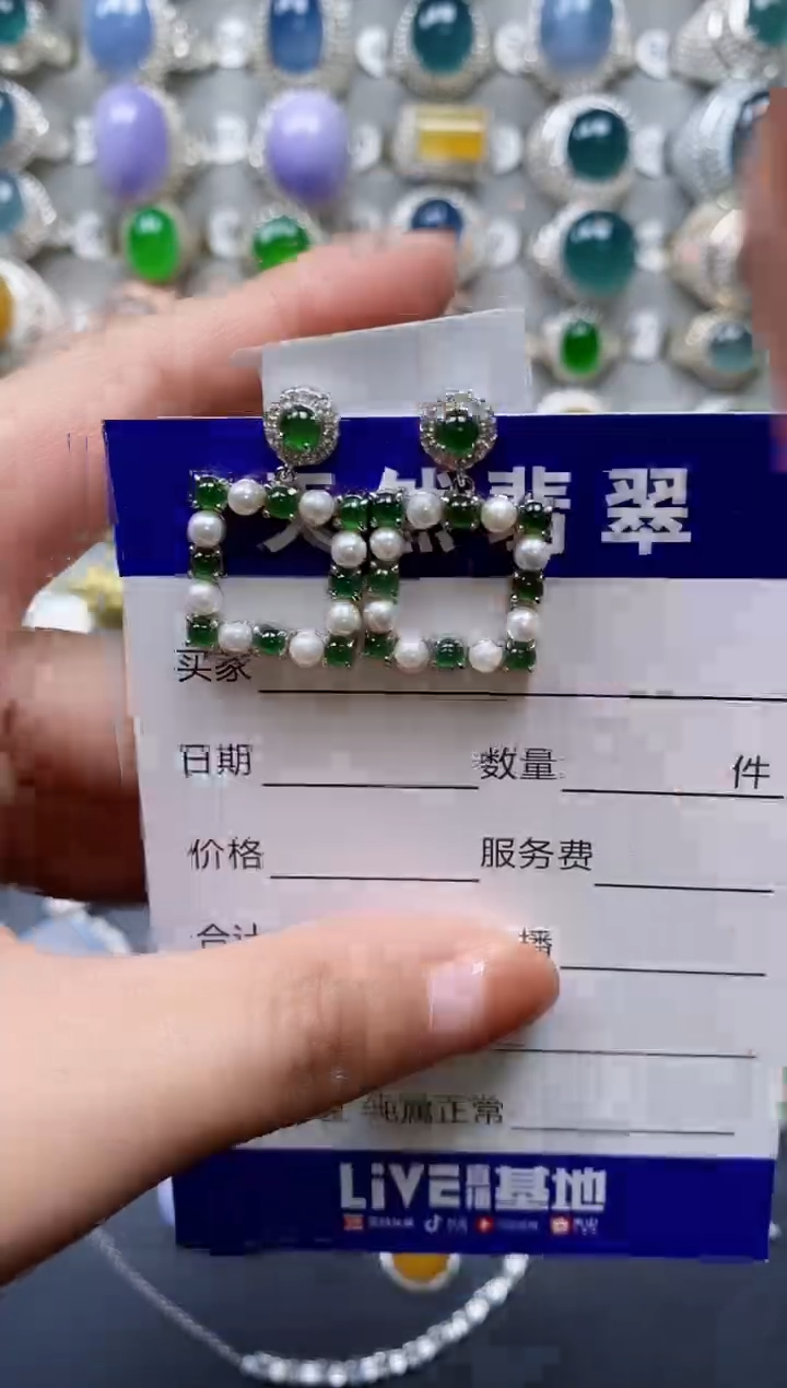【闪购商品】翡翠耳饰银S925镶嵌0659