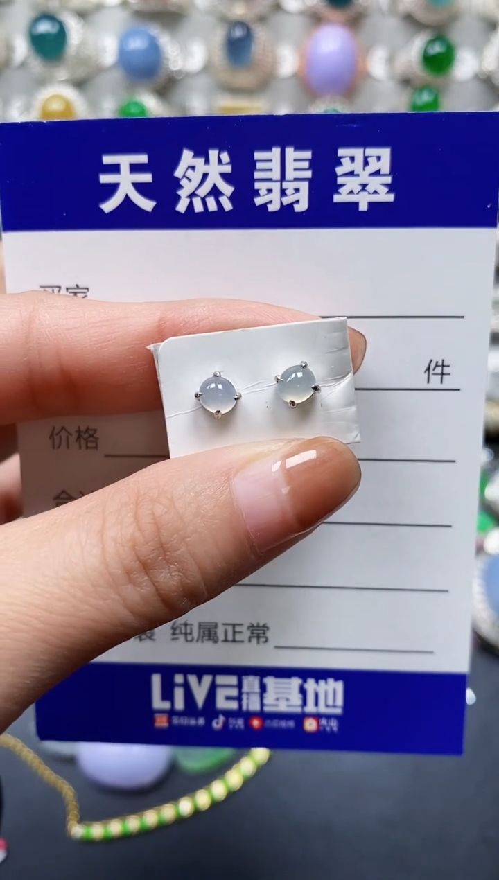 【闪购商品】翡翠耳饰银S925镶嵌0192