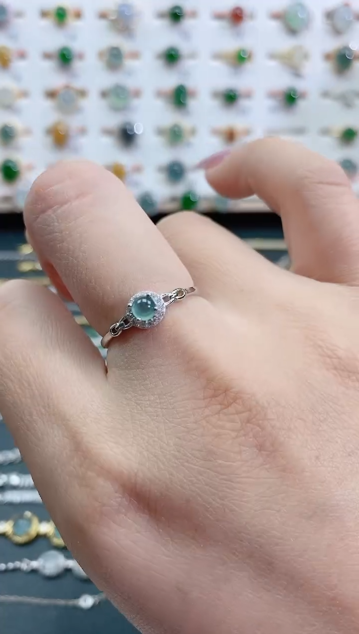 银S925镶嵌戒指翡翠天然翡翠