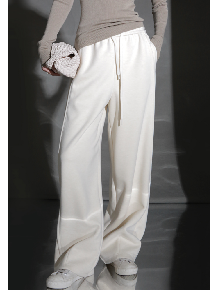 简创-高级感毛呢抽绳阔腿裤运动撞色拼接休闲香蕉裤PI25K234