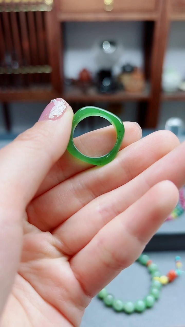 和田玉未镶嵌指环碧玉指环14#BDD