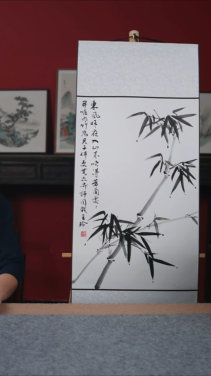 国画纯手写纯手绘-45*105卷轴