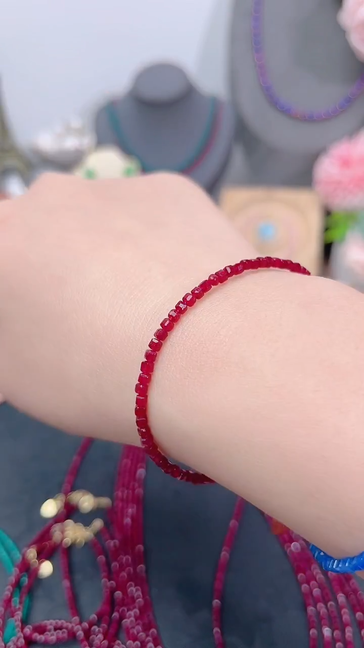 银S925镶嵌手链红宝石姨妈56