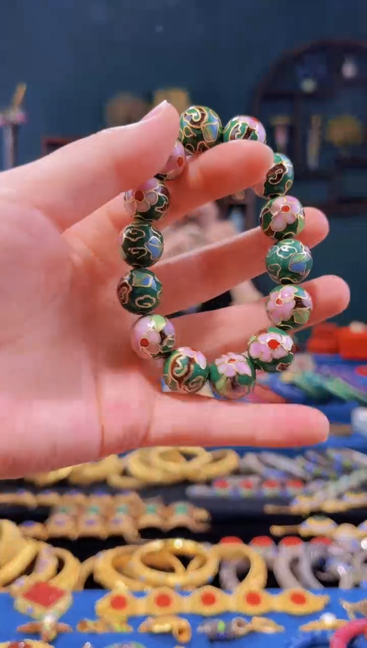 【闪购商品】景泰蓝手串1.4墨绿色