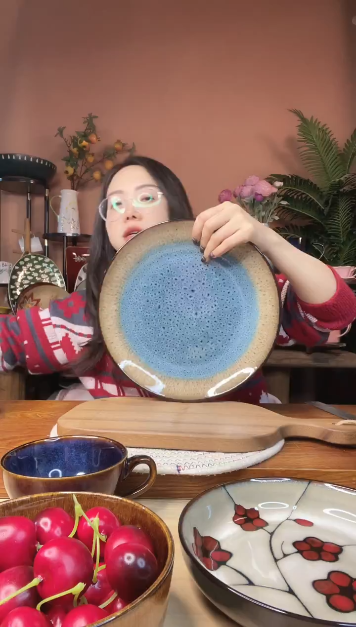 陶瓷10.7英寸渐变色大盘 微瑕疵