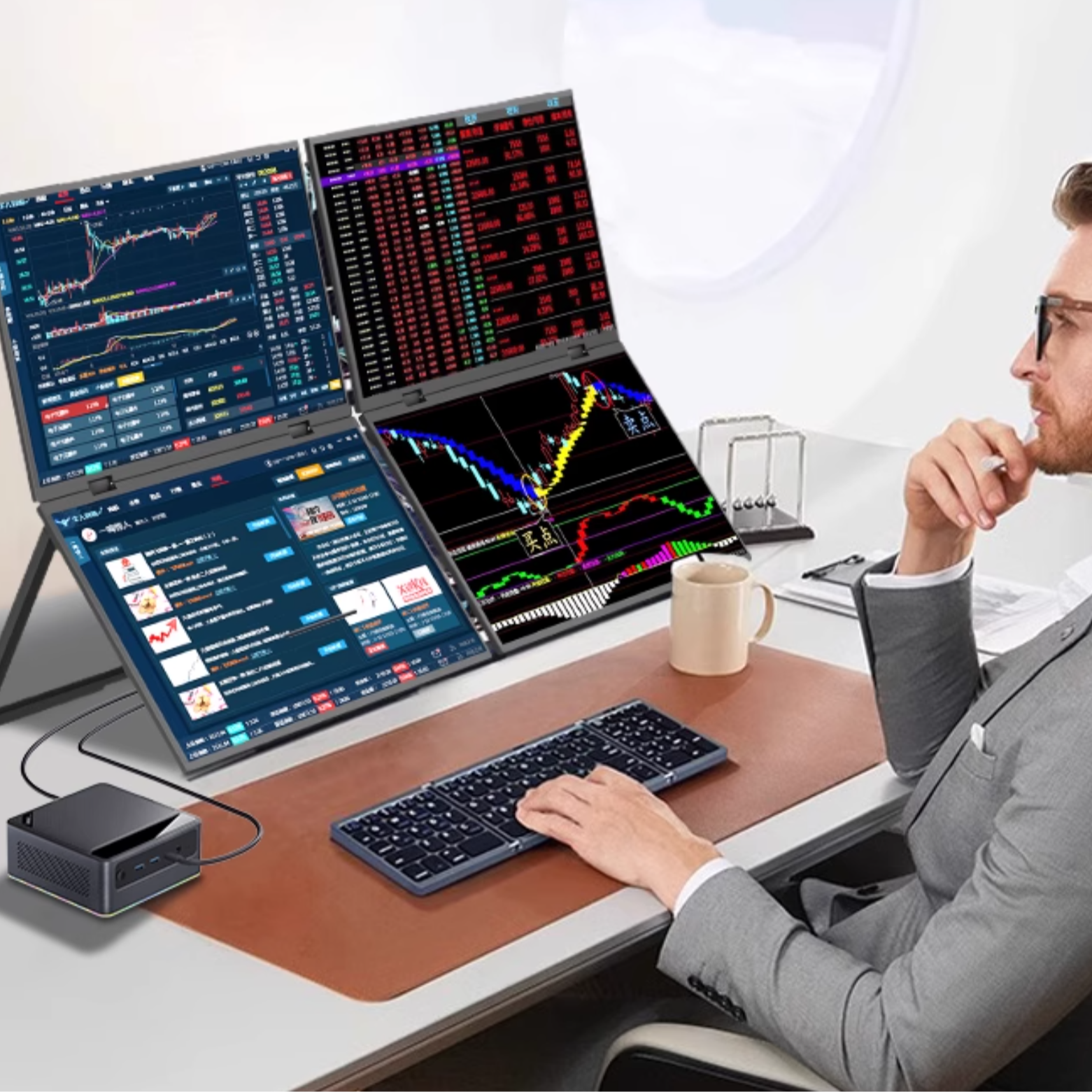 便携显示屏多办公电脑炒股专用电脑迷你主机副笔记本扩展显示器