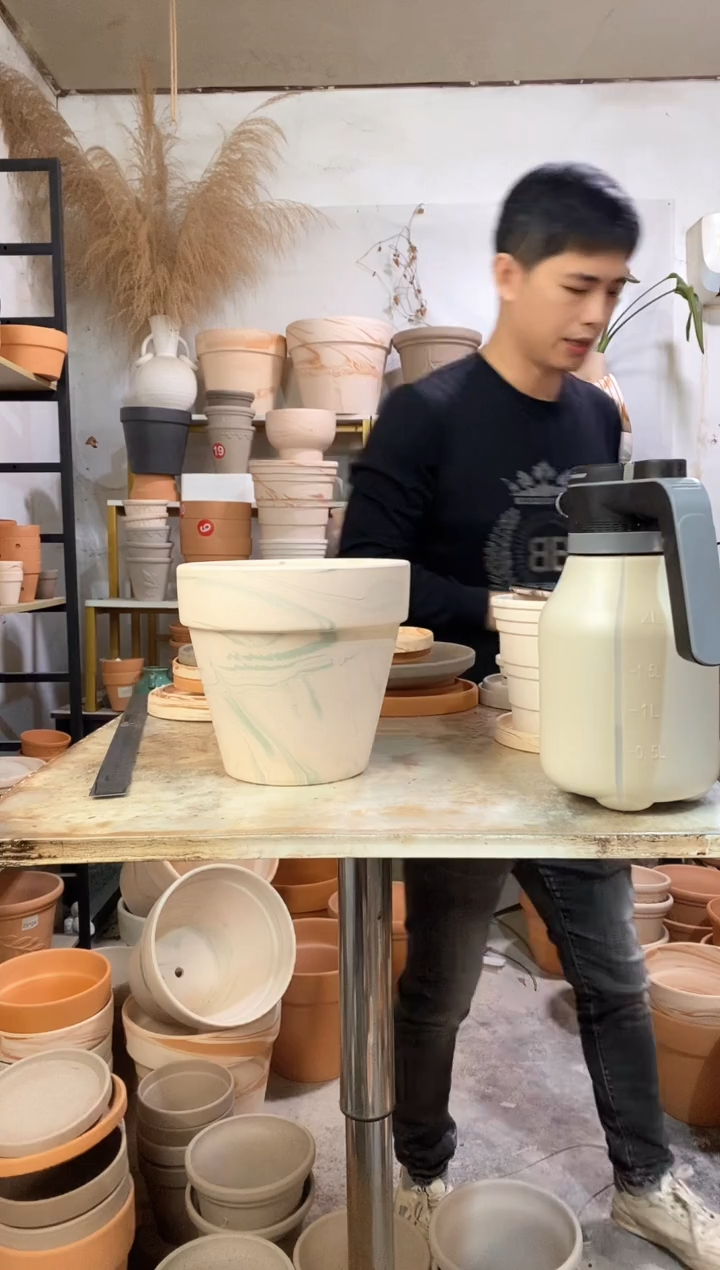 20*19绿白陶 1盆无托