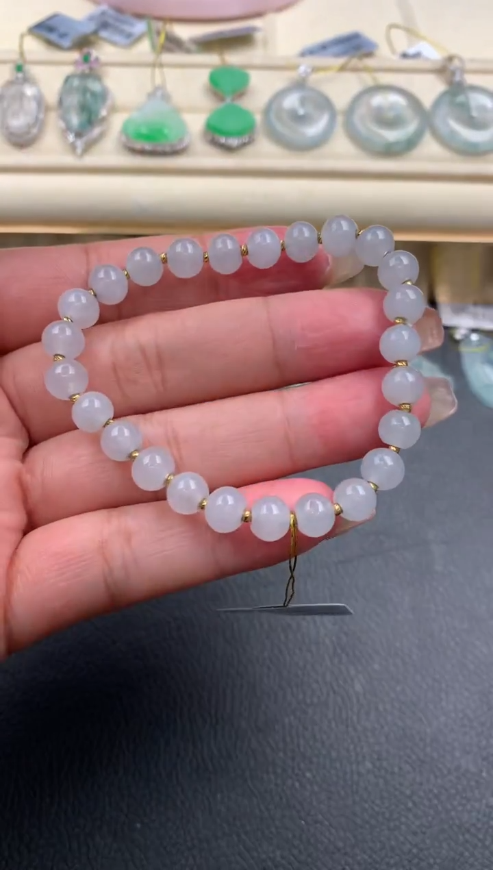 【闪购商品】翡翠手串18K金镶嵌D743      