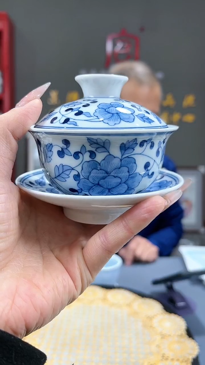 【闪购商品】官窑瓷画院480官窑瓷画院缠枝莲三才盖碗