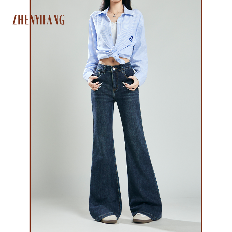 高腰显瘦修身牛仔裤女2025新款拖地喇叭裤