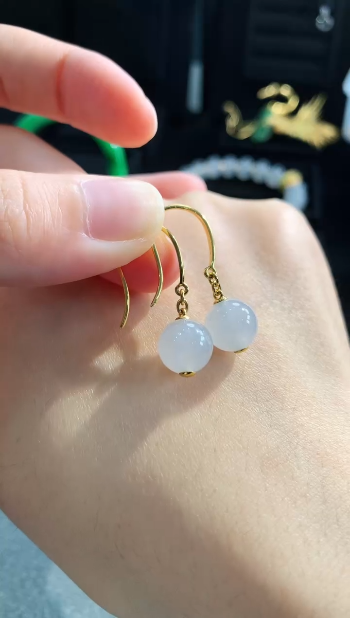 【闪购商品】翡翠耳饰14K金镶嵌耳饰