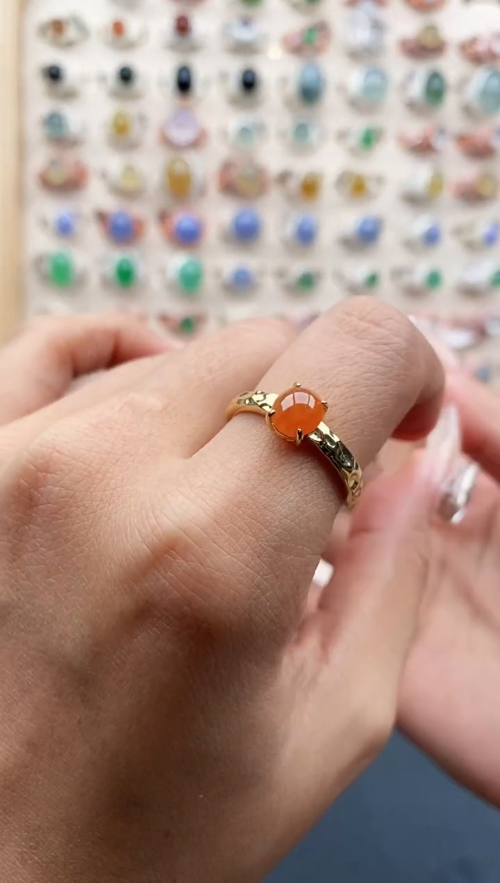 【闪购商品】翡翠戒指银S925镶嵌天然A货翡翠222  7+6