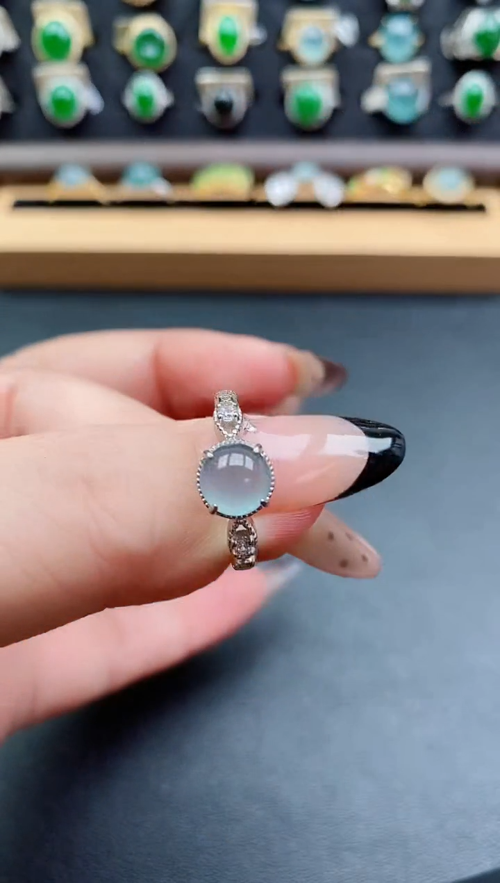 银S925镶嵌戒指翡翠1