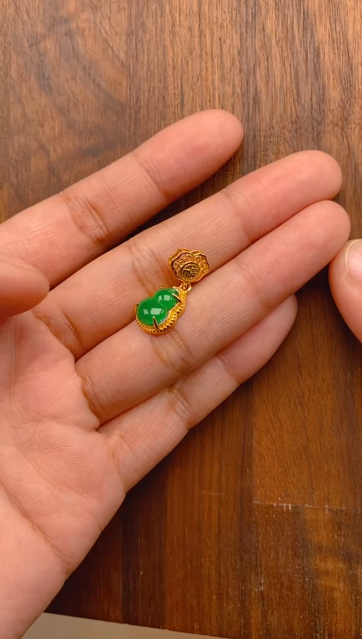 【闪购商品】翡翠吊坠(不含链)银S925镶嵌如意葫芦