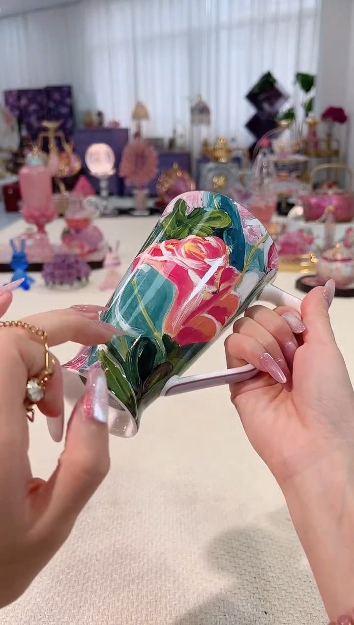 油画玫瑰--马克杯--如图