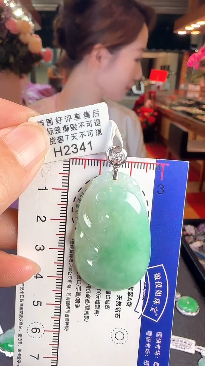 【闪购商品】翡翠颈饰18K金镶嵌H2341如意