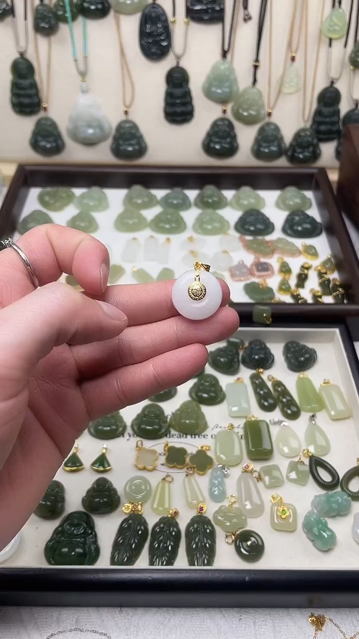 吊坠(不含链)银S925镶嵌和田玉 吊坠(不含链) 银S925镶嵌 和田玉