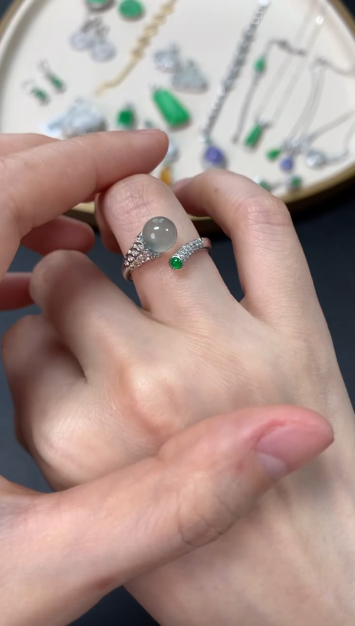 【闪购商品】翡翠戒指18K金镶嵌戒指6800