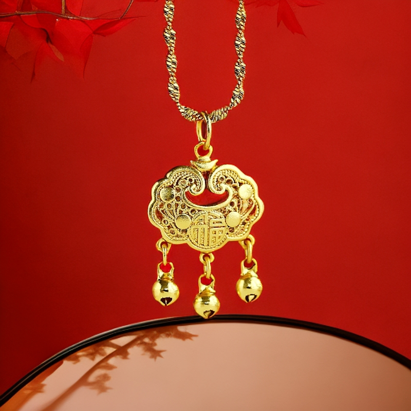 【璐璐甄选】高端国潮风百搭流行如意锁合金吊坠（ZL74024）赠合金链