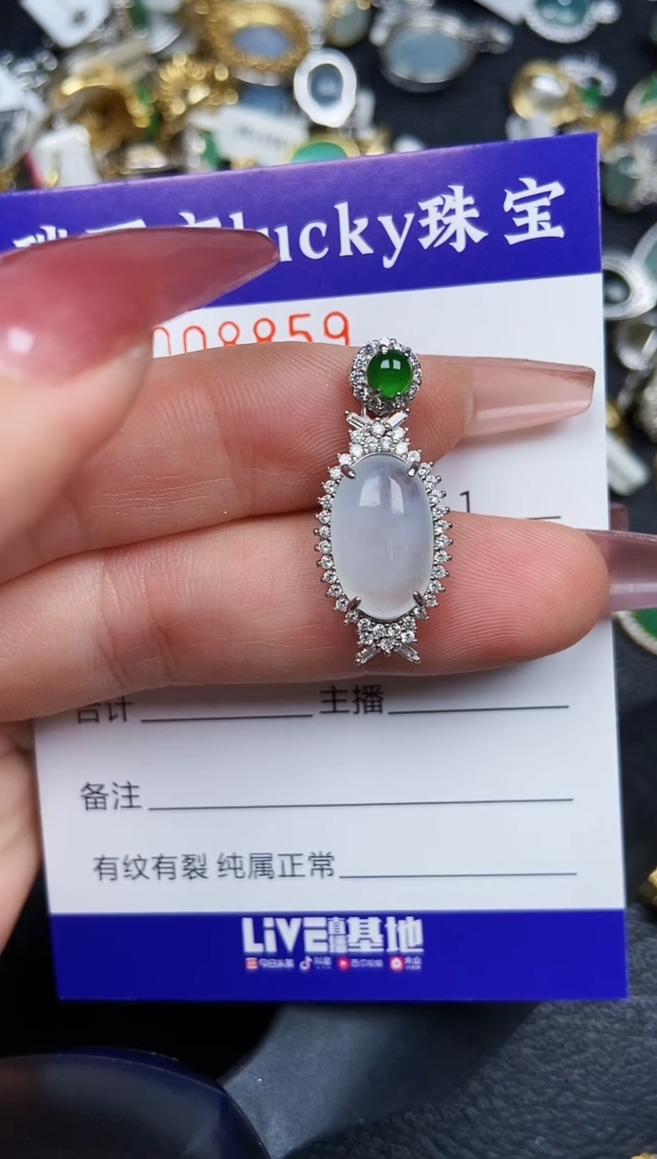 翡翠银S925镶嵌颈饰8859