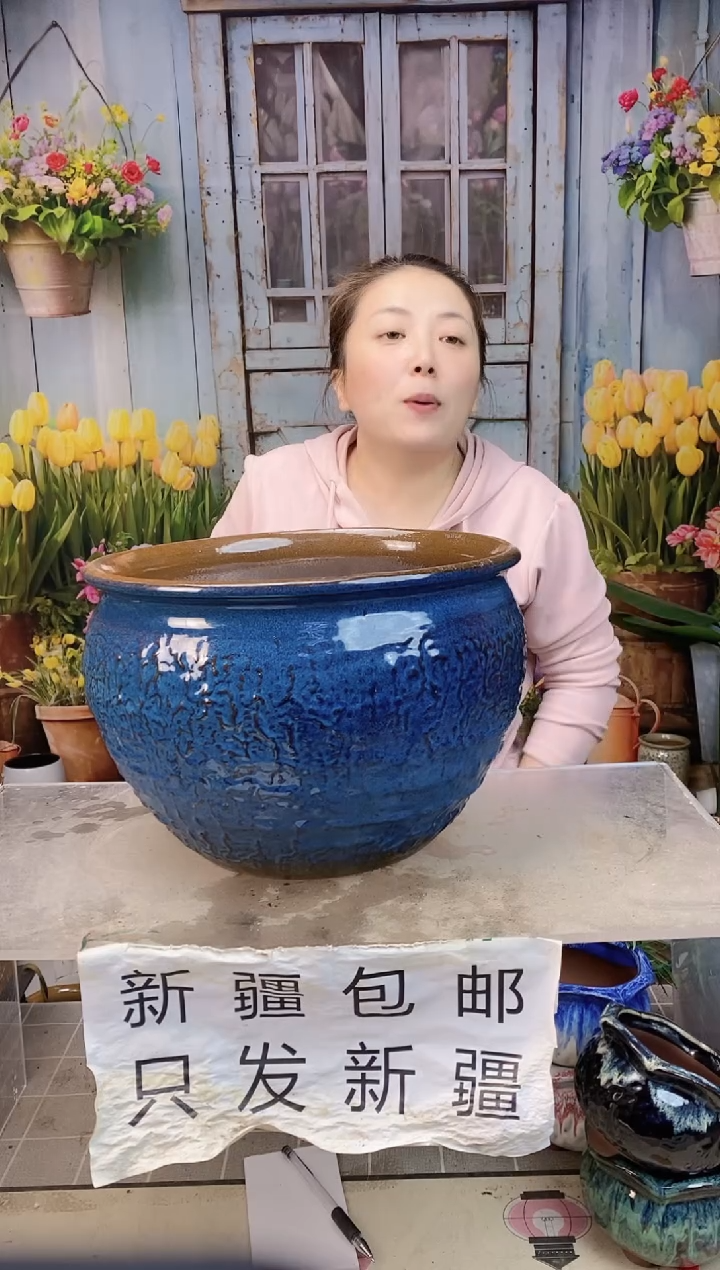 040 蓝色浮雕一个装  口30高21