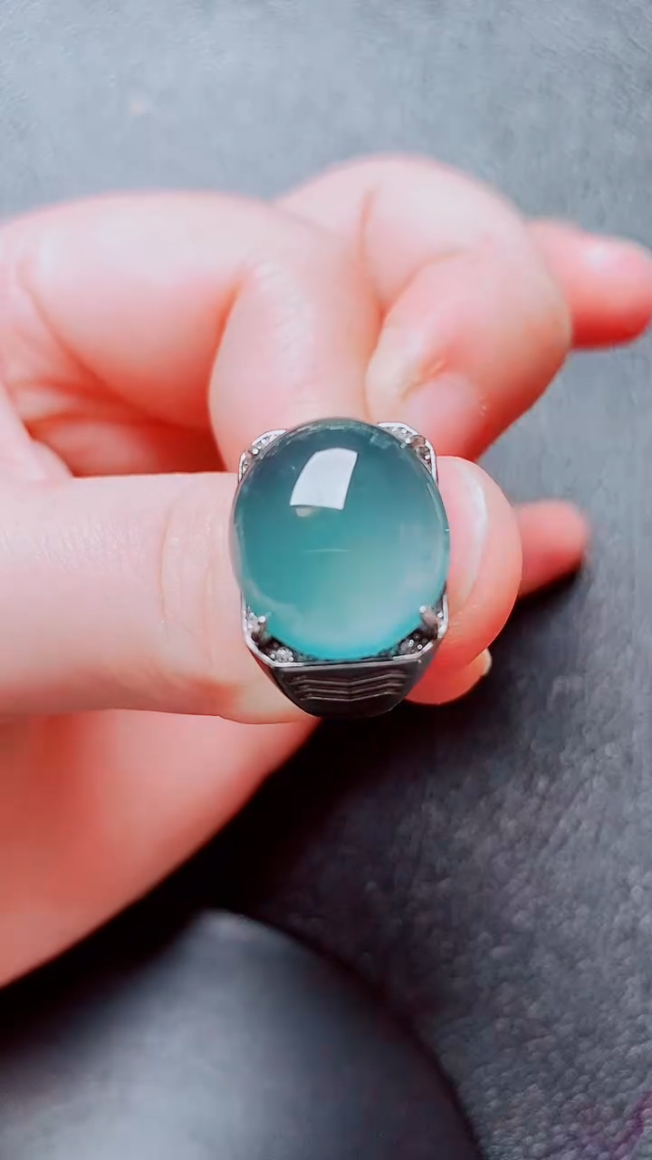 银S925镶嵌戒指翡翠1