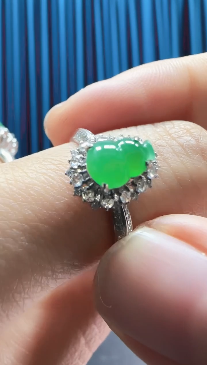 【闪购商品】翡翠戒指18K金镶嵌不退不换 无鉴赏期