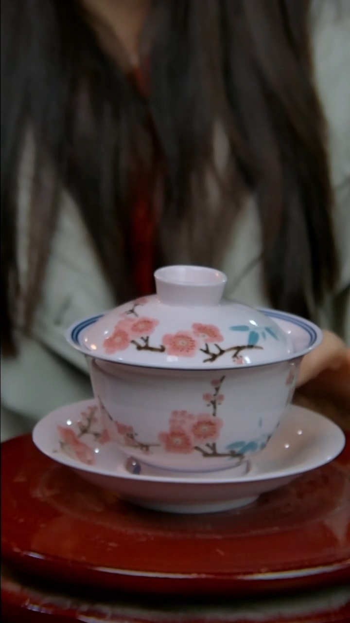 摆件陶稀土翠竹红梅三才