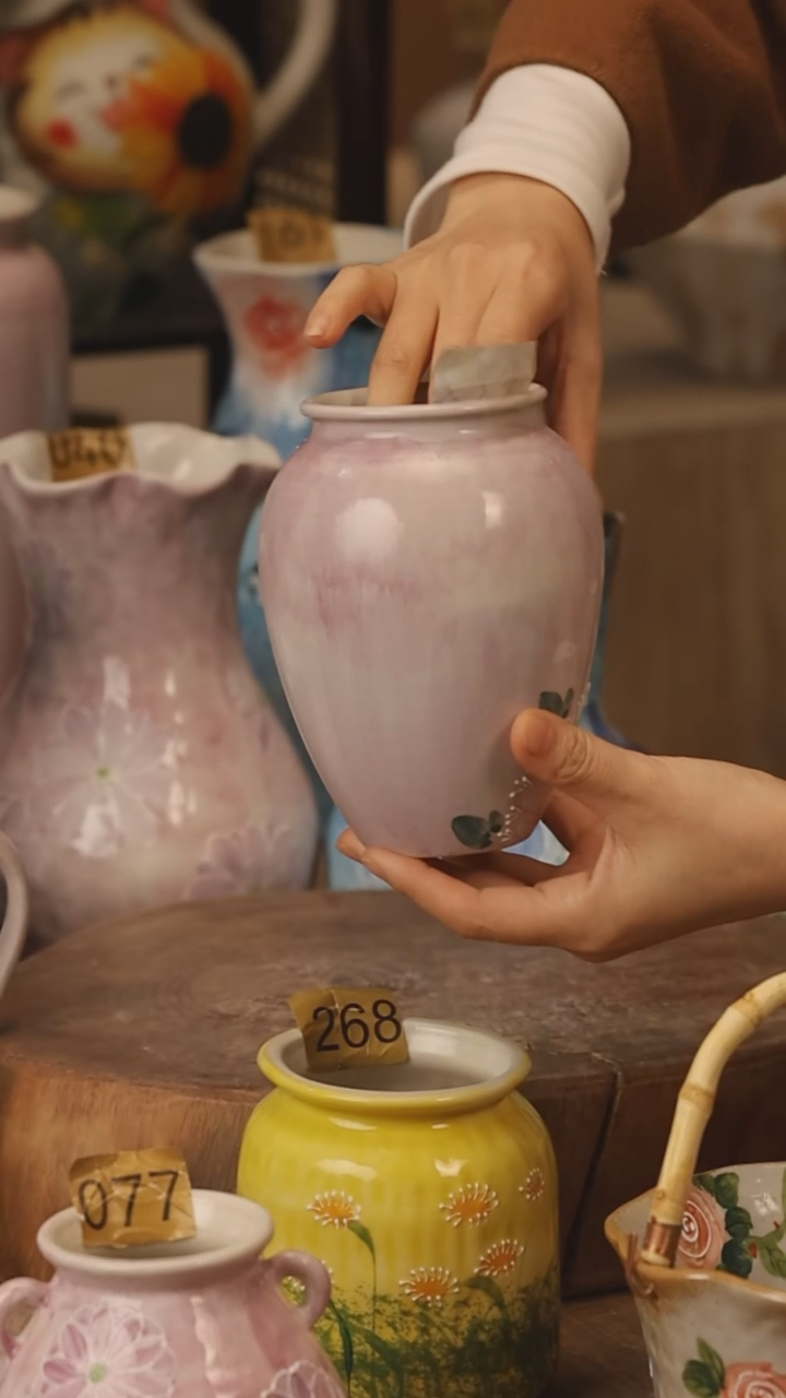 陶瓷景德镇设计师手作花器摆件侘寂风@M172@