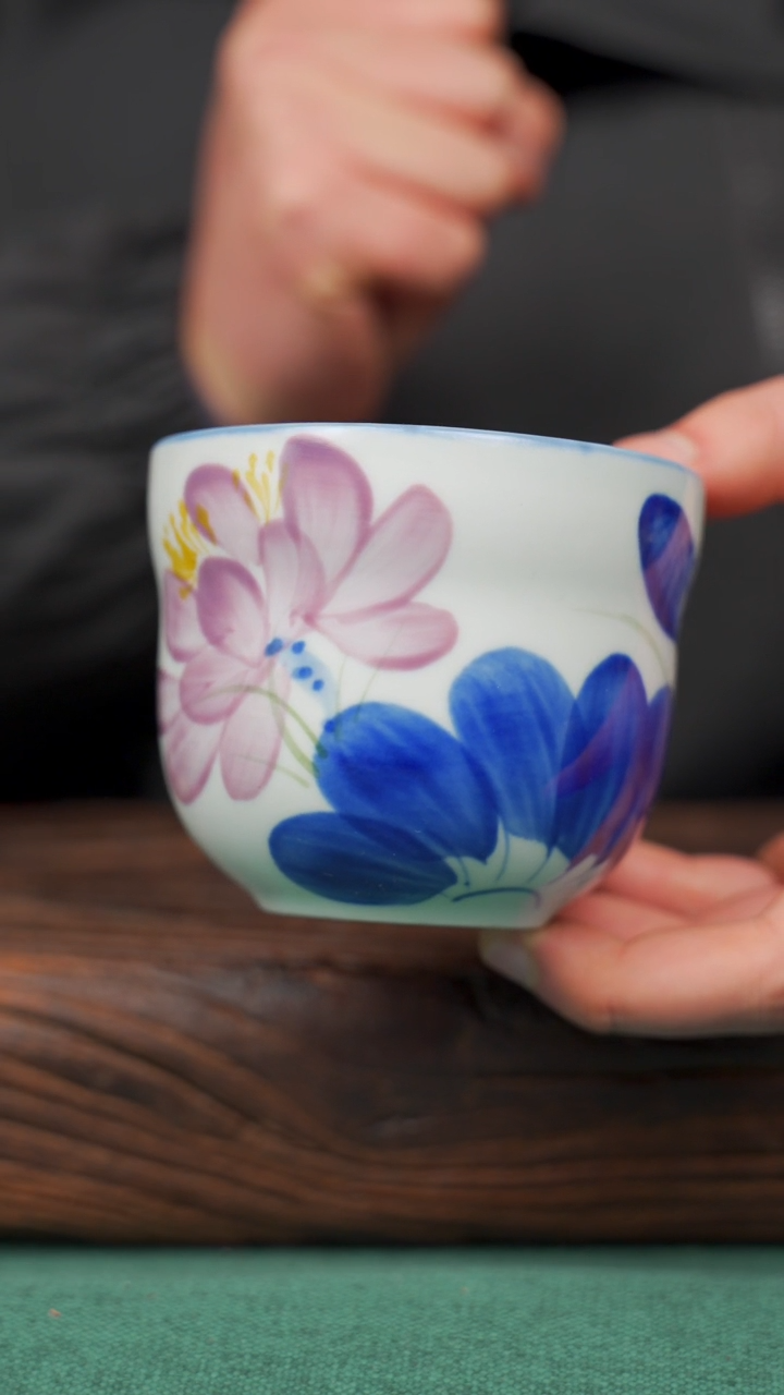 【闪购商品】瓷片42景德镇杯釉下手工手绘瓷器