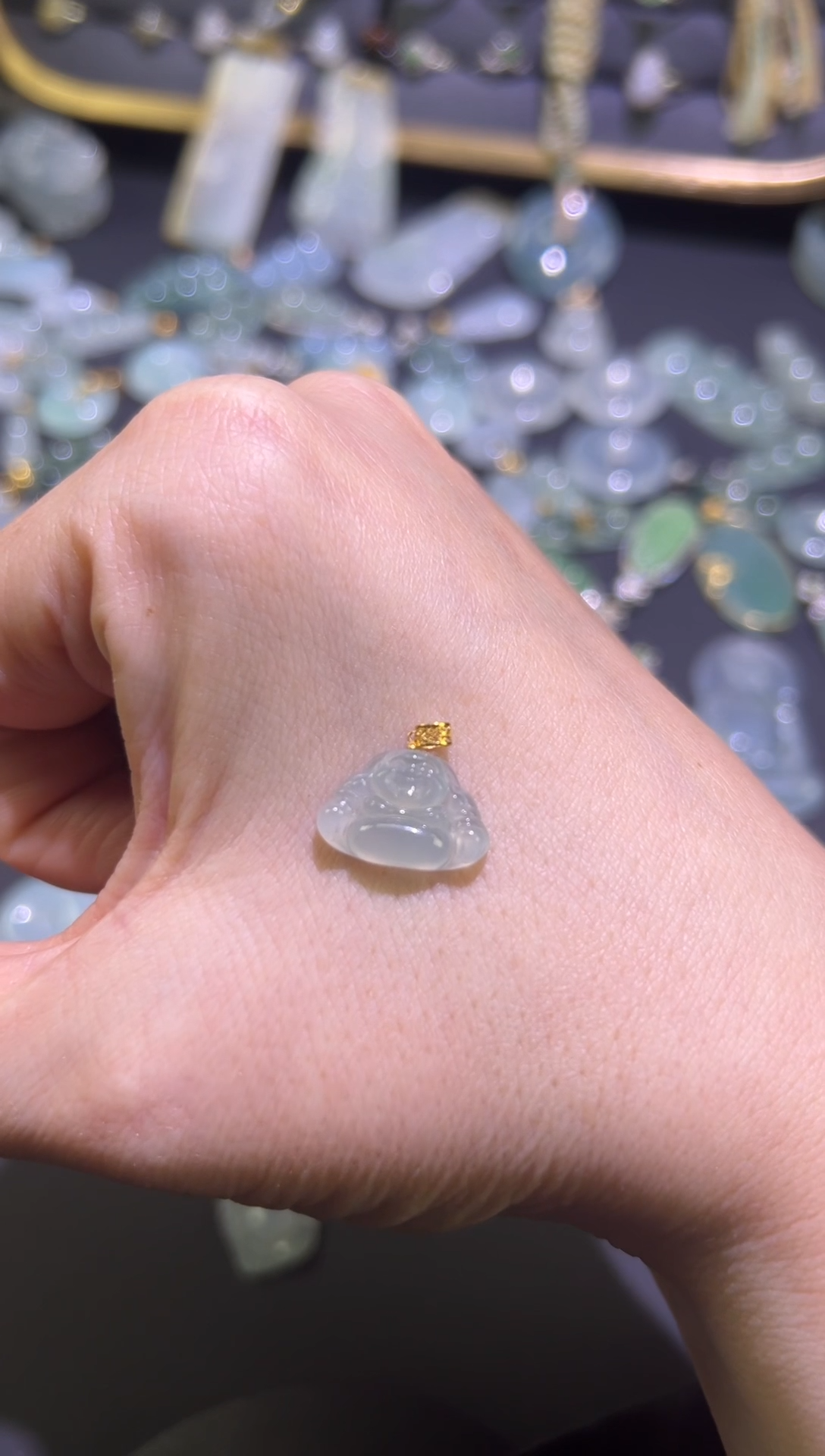 【闪购商品】翡翠颈饰18K金镶嵌佛公