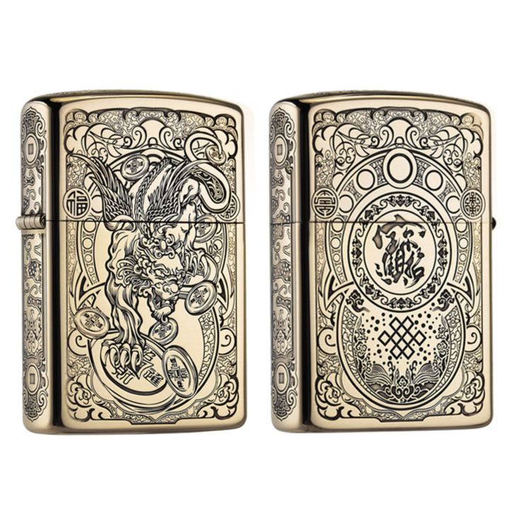 佐罗ZORRO原装原铜招财貔貅防风煤油打火机五面精雕防风男士必备