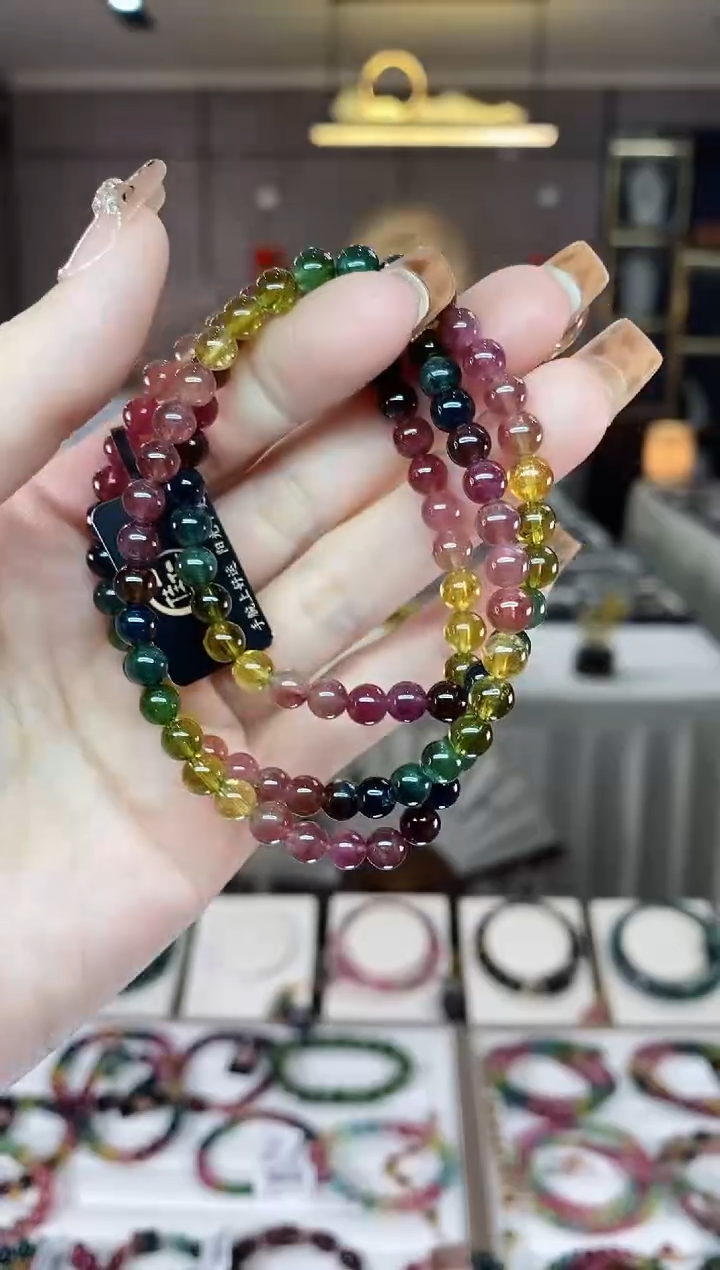 【闪购商品】碧玺三圈手串5mm+未镶嵌一物一证dan