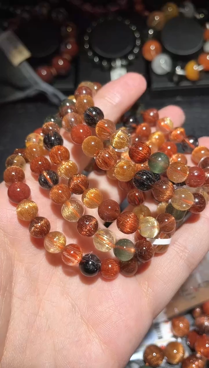 【闪购商品】水晶手链未镶嵌发晶多宝单圈A8（多样性发其一）