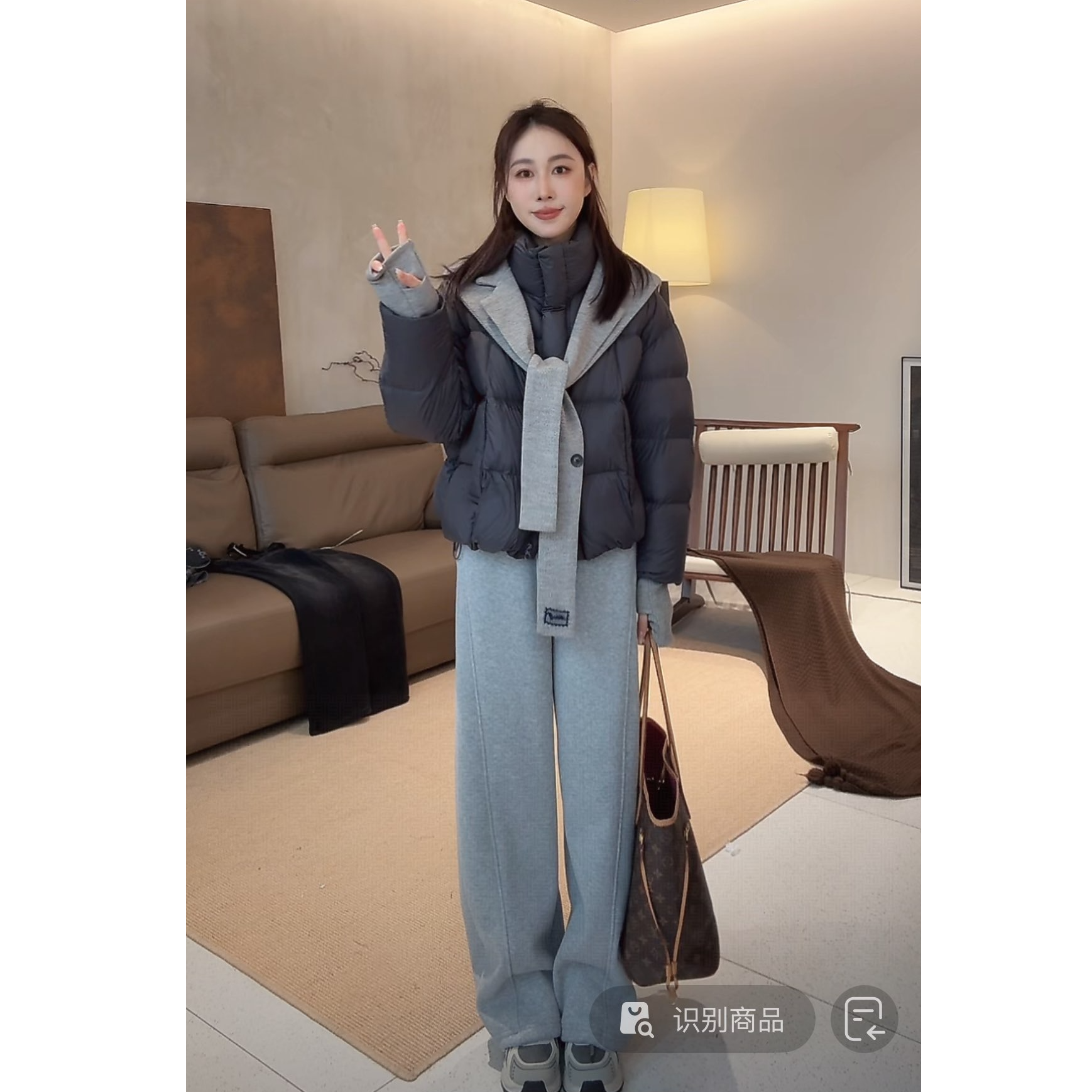 【初奢自制】高货设计感围巾领连帽羽绒服女2025冬季保暖小众羽绒服
