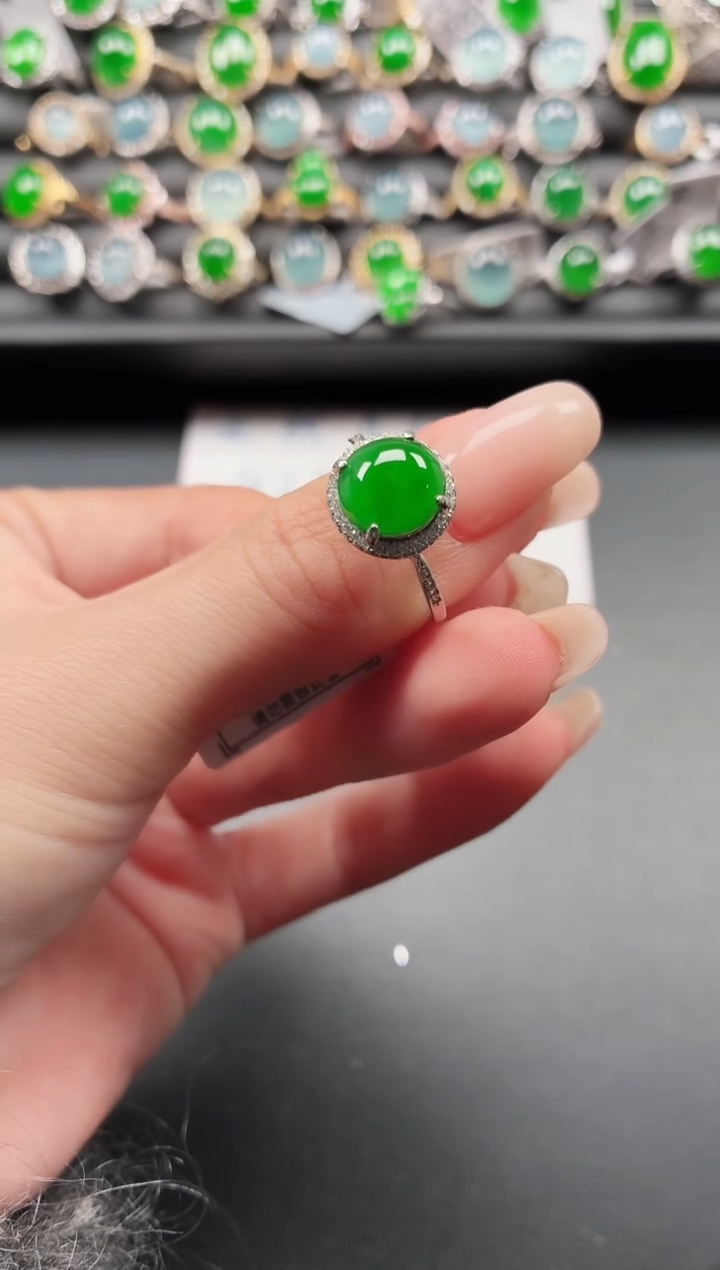 银S925镶嵌戒指翡翠111