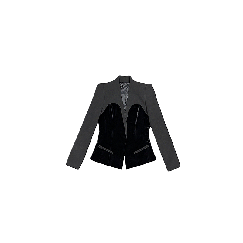 翡德莉丝【优雅女神西装】冰心精选小众设计感拼接西装上衣外套