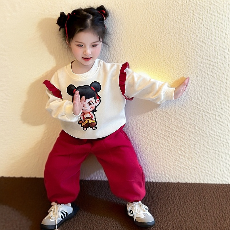 时尚女童春装卫衣套装洋气女宝宝春秋新款哪吒衣服儿童服装两件套