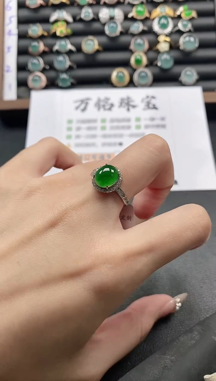 银S925镶嵌戒指翡翠51511