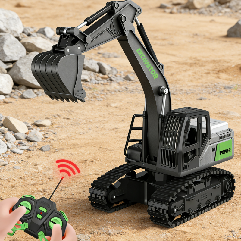 【七0】新款电动遥控挖掘机玩具车男孩工程车生日礼物-新